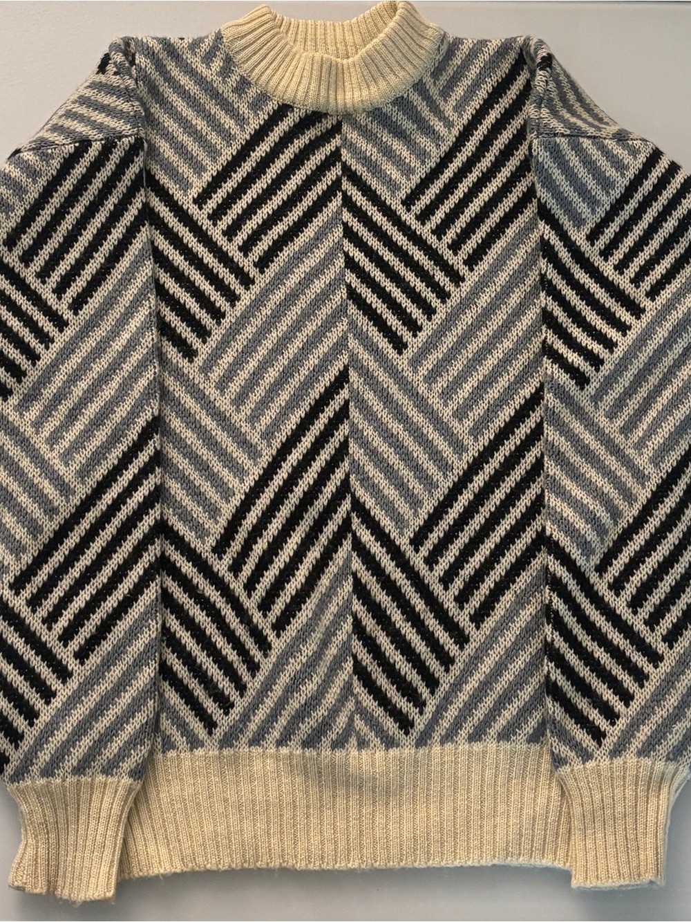 Vintage Britches 100% Wool Geometric Knit Turtleneck Sweater